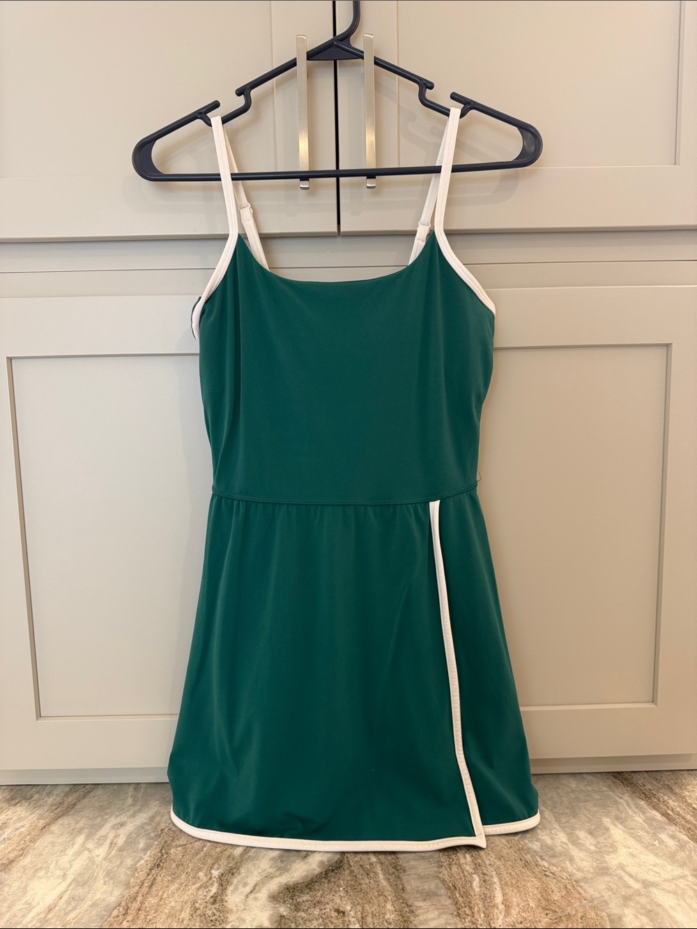 all in motion Green Mini Dress with White Trim
